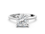 White gold Cushion Solitaire Diamond Ring with 4-Prong Setting on a Classic Band_3