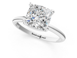 White gold Cushion Solitaire Diamond Ring with 4-Prong Setting on a Classic Band_4