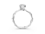 White gold Cushion Solitaire Diamond Ring with Bamboo Band and Four-Prong Setting_78