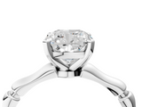 White gold Cushion Solitaire Diamond Ring with Bamboo Band and Four-Prong Setting_79