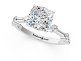 White gold Cushion Solitaire Diamond Ring with Bezel Set Side Stones and Prong Setting_25