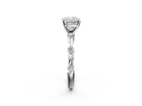 White gold Cushion Solitaire Diamond Ring with Bezel Set Side Stones and Prong Setting_26