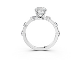 White gold Cushion Solitaire Diamond Ring with Bezel Set Side Stones and Prong Setting_27