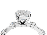 White gold Cushion Solitaire Diamond Ring with Bezel Set Side Stones and Prong Setting_28