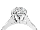 White gold Cushion Solitaire Diamond Ring with Cathedral Band and Four-Prong Setting_69