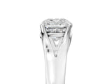 White gold Cushion Solitaire Diamond Ring with Cathedral Band and Four-Prong Setting_70