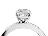 White gold Cushion Solitaire Diamond Ring with Channel-Set Baguette Band and Four-Prong Setting_115