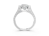 White gold Cushion Solitaire Diamond Ring with Channel Set Band and Bezel Prong Setting_77