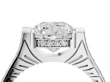 White gold Cushion Solitaire Diamond Ring with Channel Set Band and Bezel Prong Setting_78