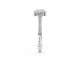 White gold Cushion Solitaire Diamond Ring with Channel Set Band and Bezel Prong Setting_79