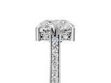 White gold Cushion Solitaire Diamond Ring with Channel Set Band and Bezel Prong Setting_85