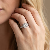 White gold Cushion Solitaire Diamond Ring with Channel-Set Band and Four-Prong Setting_15