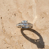 White gold Cushion Solitaire Diamond Ring with Channel-Set Band and Four-Prong Setting_16