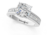 White gold Cushion Solitaire Diamond Ring with Channel-Set Band and Four-Prong Setting_25