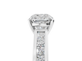 White gold Cushion Solitaire Diamond Ring with Channel-Set Band and Four-Prong Setting_29