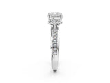White gold Cushion Solitaire Diamond Ring with Channel Set Band and Six-Prong Setting_50