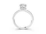 White gold Cushion Solitaire Diamond Ring with Channel Set Band and Six-Prong Setting_51