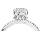 White gold Cushion Solitaire Diamond Ring with Channel Set Band and Six-Prong Setting_52