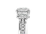 White gold Cushion Solitaire Diamond Ring with Channel Set Band and Six-Prong Setting_53