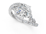 White gold Cushion Solitaire Diamond Ring with Filigree Band and Four-Prong Setting_108