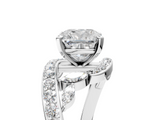 White gold Cushion Solitaire Diamond Ring with Filigree Band and Four-Prong Setting_112
