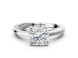 White gold Cushion Solitaire Diamond Ring with Four-Prong Setting and Classic Band_23