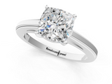 White gold Cushion Solitaire Diamond Ring with Four-Prong Setting and Classic Band_24