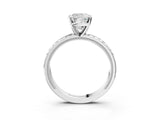 White gold Cushion Solitaire Diamond Ring with Milgrain and Black Enamel X Pattern Band_98