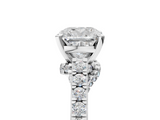 White gold Cushion Solitaire Diamond Ring with Pavé Band and Four-Prong Setting_124