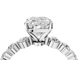 White gold Cushion Solitaire Diamond Ring with Pave Band and Four-Prong Setting_320