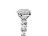 White gold Cushion Solitaire Diamond Ring with Pave Band and Four-Prong Setting_321