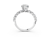 White gold Cushion Solitaire Diamond Ring with Pave Band and Four-Prong Setting_322
