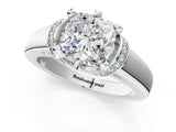 White gold Cushion Solitaire Diamond Ring with Pave Band and Six-Prong Setting_52
