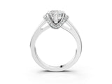 White gold Cushion Solitaire Diamond Ring with Pave Band and Six-Prong Setting_54