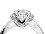 White gold Cushion Solitaire Diamond Ring with Pave Band and Six-Prong Setting_55