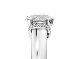 White gold Cushion Solitaire Diamond Ring with Pave Band and Six-Prong Setting_56