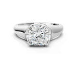 White gold Cushion Solitaire Diamond Ring with Six-Prong Cathedral Setting_32