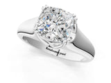 White gold Cushion Solitaire Diamond Ring with Six-Prong Cathedral Setting_33
