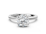 White gold Cushion Solitaire Diamond Ring with Six-Prong Setting on a Classic Band_3