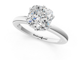 White gold Cushion Solitaire Diamond Ring with Six-Prong Setting on a Classic Band_4