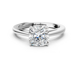 White gold Cushion Solitaire Diamond Ring with Split Shank and Four-Prong Setting_20