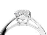 White gold Cushion Solitaire Diamond Ring with Split Shank and Four-Prong Setting_24