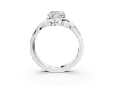 White gold Cushion Solitaire Diamond Ring with Split Shank and Prong Setting_149