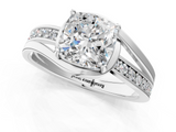 White gold Cushion Solitaire Diamond Ring with Split Shank and Prong Setting_153