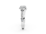 White gold Cushion Solitaire Diamond Ring with Split Shank and Prong Setting_154