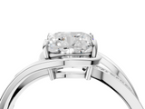 White gold Cushion Solitaire Diamond Ring with Split Shank and Prong Setting_156
