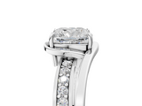 White gold Cushion Solitaire Diamond Ring with Split Shank and Prong Setting_157