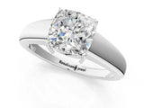 White gold Cushion Solitaire Diamond Ring with Tapered Band and Four-Prong Setting_50