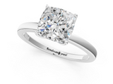 White gold Cushion Solitaire Diamond Ring with Thin Band and Four-Prong Setting_4