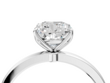 White gold Cushion Solitaire Diamond Ring with Thin Band and Four-Prong Setting_7